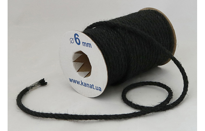  Канат джутовий чорний, діаметр 6мм, бухта 25 метрів