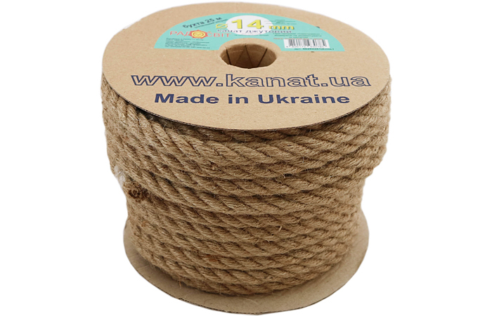 Канат джутовий Ø 14мм, бухта 25 метрів