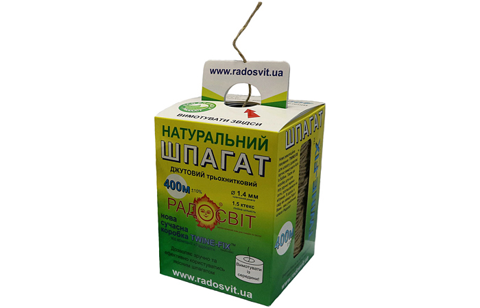Шпагат джутовий, 400 метрів/бобіна, коробка Twine-Fix
