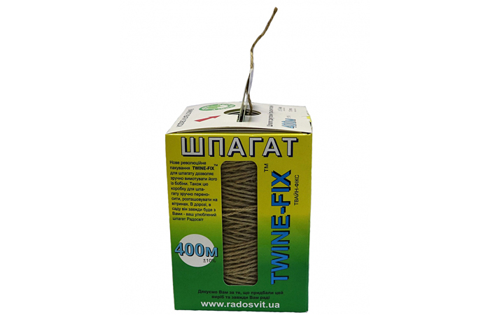 Шпагат джутовий, 400 метрів/бобіна, коробка Twine-Fix